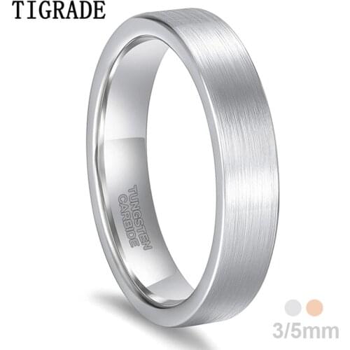 Tigrade New Rose Gold Ring Brushed 3mm Wedding Band for Women Tungsten Rings Top Quality Jewelry For Couple Never Fade/Rust