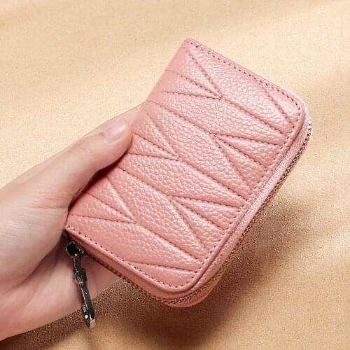 RFID Wallet Genuine Leather Women Credit Card Case Business Card Holder Lady Large Capacity Organizer Passport Wallet Coin Purse