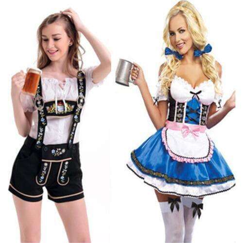 Hot Dirndl German Beer Maid Costumes Women Oktoberfest Carnival Fancy Dress Up Disfraz Mujer Halloween Costume Maid Dress