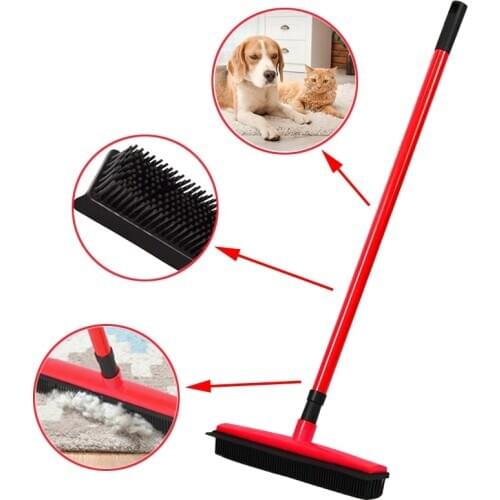 Pet Carpet Hair Removal Broom Rubber Multifunctional Clean Telescopic Floor Brush Sweeper Cat Dog Hairs Scraper Dust Collectors