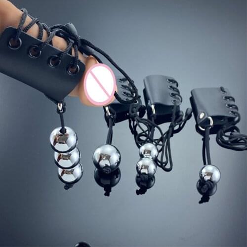 Leather Penis Ring Bondage With Ball Cook Ring Weight-bearing Penis Lengthening Male Chastity Cage Sex Toys For Men BDSM Dick 18