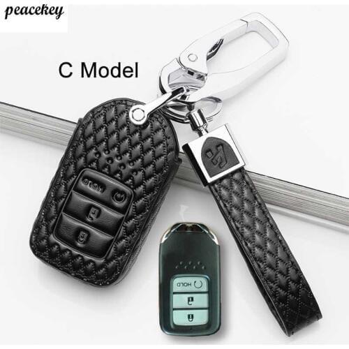 Leather Car Key Case Chain Keyless Fob Cover For Honda Civic 2017 Accord Fit CRV CR-V XRV Crosstour HRV JAZZ key holder