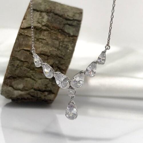 Watercourse Drop White Gold Model Silver Necklace