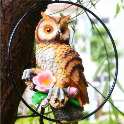 Animal model owl ornaments, simulation bird pendants, resin crafts, home garden decorations