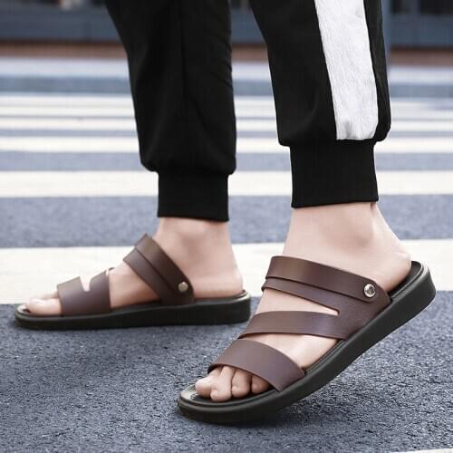 Size 45 Beach Shoes Men Original 2021 Cheap Comfortable Sandals Summer Footwear Men Outdoor Casual Shoes Brown Black Sandals