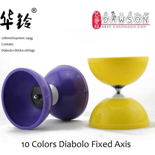 10 Color Fixed Axis Kongzhu 128mm(D) 140mm(H) 249g Set Packing Diabolo/Sticks/Strings/Bag