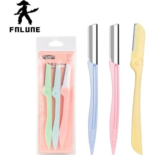 FnLune Eyebrow Trimmer Set Folded 3 Packs for Men and Women Beginners Eyebrow Shaver Razor Razor Makeup Tool Razor Safety Razor
