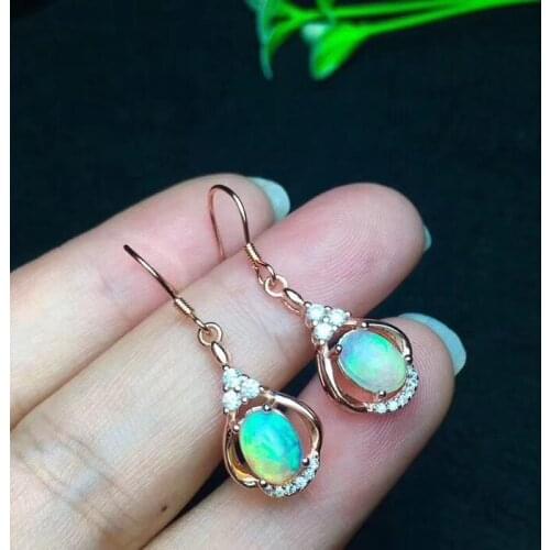 New Design OPal Earring 925 Sterling Silver Fahshion Natural Real Opal Earring