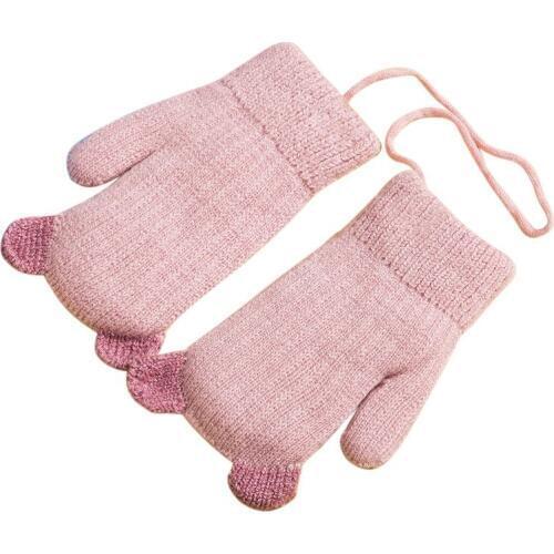6 Colors Winter Baby Glove Warm Cute Bear Pattern Fleece Children Boys Girls Knitting Autumn Winter Gloves