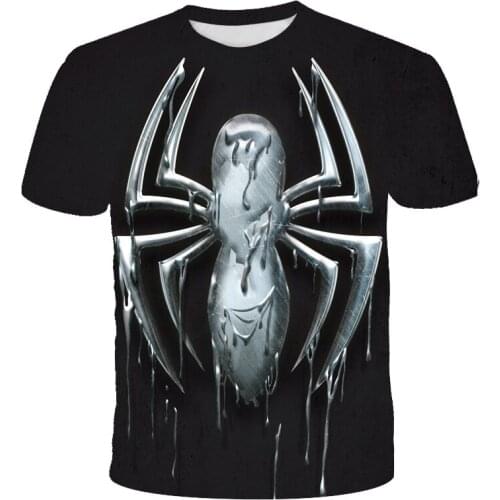 Marvel 2021 Summer Mens Spider Man 3D Print T-shirt Casual Short Sleeve O-neck T Shirt Tops Kids Anime Funny Tshirts