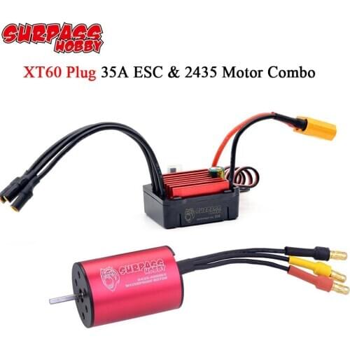 Surpass Hobby XT60 Plug 35A ESC&2435 3300KV 4500KV 4800KV 6100KV Brushless Motor for 1:16 1:18 RC Buggy Drift Racing Climbing