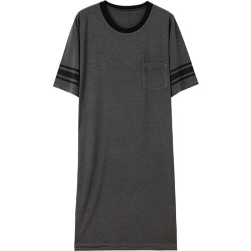 Loose Plus Size Sleeping Dress Men Sleepwear Soft Modal Cotton Robe Male Nightgowns Short Sleeve Onesies Pajamas Home Wear Robes