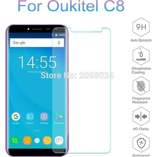 2pcs For Oukitel C8 Tempered Glass Original 9H 2.5D Screen Protector Film For Oukitel C8 5.5 inch Protective Glass Guard Saver