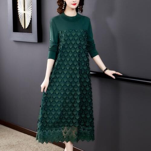 Spring Black Mesh Embroidery Long Sleeve Dress Autumn Women Korean Vintage Bodycon Midi Dress 2020 Femal Casual Elegant Vestidos