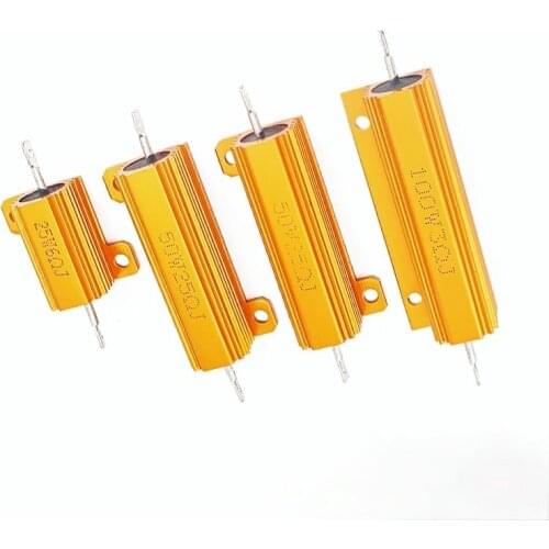 1PCS 10W 25W Aluminum Power Metal Shell Case Wirewound Resistor 1 2 3 5 10 12 15 20 39 47 50 68 82 100 1K 10K ohm RX24 Igmopnrq