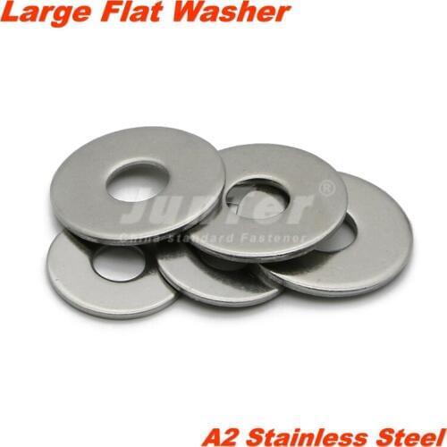 100pcs/lot M3 M4 M5 M6 M8 M10 Large Flat Washer A2 Stainless Steel DIN9021