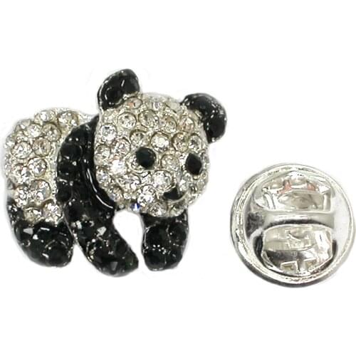 12pcs/lot Wholesale Animal Jewelry gift Pins Brooch Rhinestone Small Panda Pin C102173