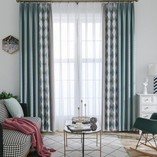 2pc one pair Nordic Cotton imitation chenille curtains for living room bedroom linen seamless stitching blackout curtain drapes