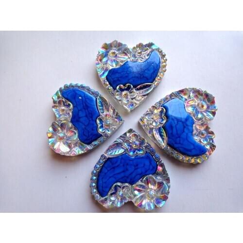 New fashion style sew on rhinestones heart shape 25*25mm flatback clear AB colour/deep blue handsewing gem stones crystal 20PCS