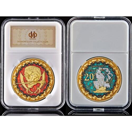 2021 USA Pirates of the Caribbean Challenge Coin Skull Pirate Ship Treasure Liberty In God We Trust US Coin