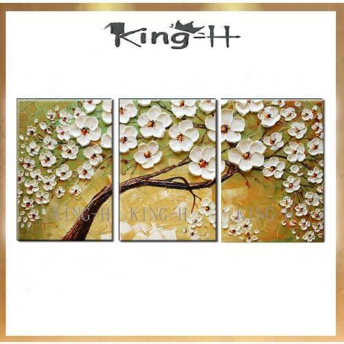 3 PCS hand-painted thick knife painting lacquer tray gold leaf on the canvas of modern household adornment wall art for the sitt