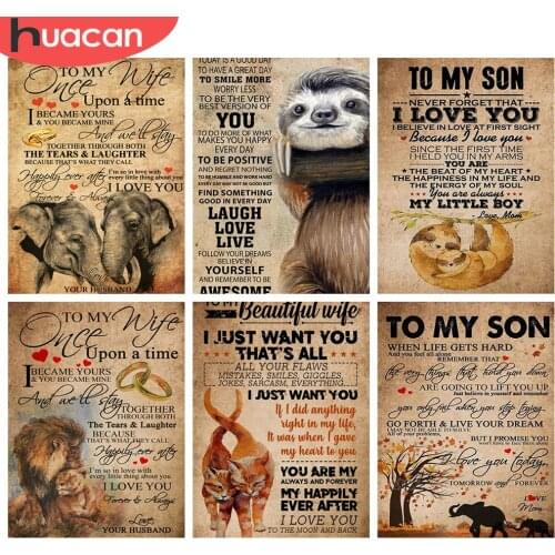 HUACAN Diamond Painting New Text Rhinestones 5D DIY Diamond Embroidery Cross Stitch Family Poster Mosaic Decor For Home