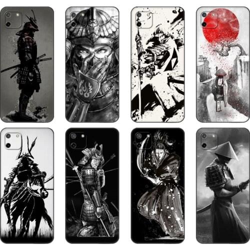 Black tpu Case For OPPO Realme C11 C20 C21 Case Back Cover Bumper Japan The samurai Ninja