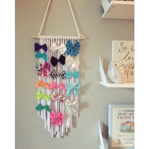 Kids Children Girls Hair Bow Storage Hanger Barrettes Hairpin Holder Hair Clips Hanging Organizer Home Wall Decoration Tassel