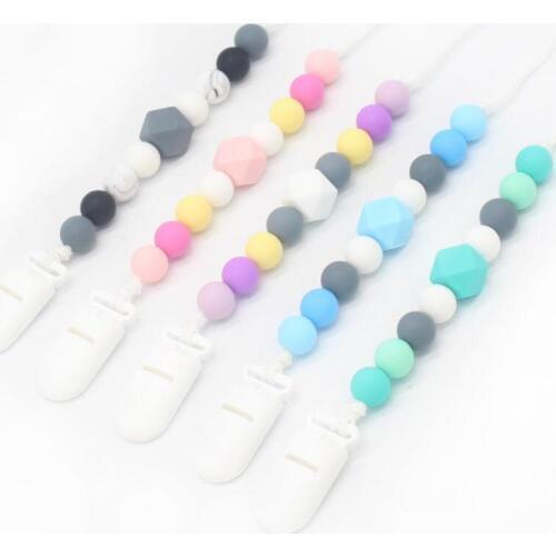 Dummy Clips Baby Chew Toy Pacifier Clip Acceoories Safe Silicone Beads Plastic Holder Infant Teething Soother Chew Toys