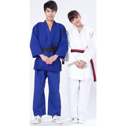 Adult judo gi standard 100% thickening cotton clothes XXS-3XL white blue