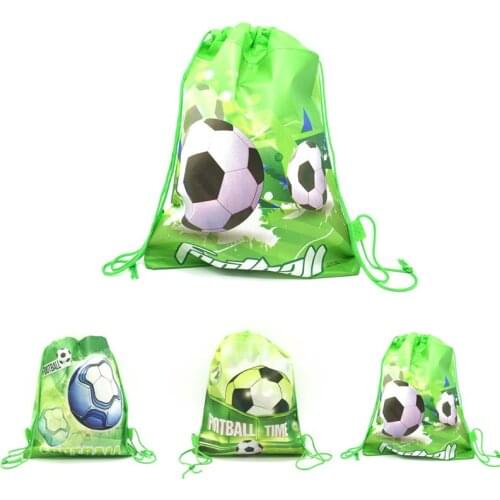 Hot Football Theme Non-woven Mochila World Cup Birthday Party Baby Shower Decorate Boys Fors Soccer Design Drawstring Gifts Bags