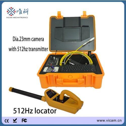 40m cable waterproof sewer drain pipe inspection camera with 512hz transmitter 23mm camera head and 512hz pipe locator
