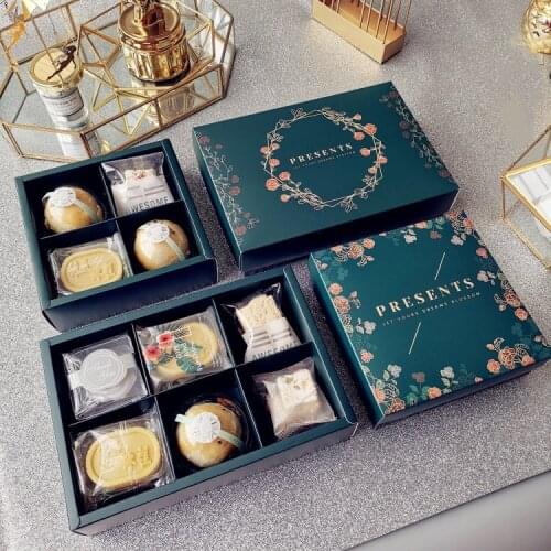 Kawaii Green Theme Party Baby Shower Paper Chocolate Boxes Packages Macaron Mooncake Packaging Containers Party Supplies Cases