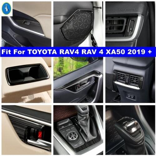 Black Brushed Interior Refit Kit Lift Button /.Door Speaker / Dashboard Air AC Cover Trim For TOYOTA RAV4 RAV 4 XA50 2019 - 2021