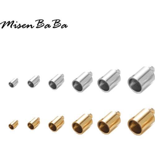 50PCS 1.5mm 2mm 2.5mm 5mm 6mm Gold Silver Color Stainless Steel Cord End Caps Jewelry Findings For Pendants Jewelry End Fastener