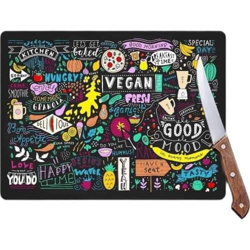 Glass Cutting Board Mixed Post Looking Heat Resistant Glass Cutting Board Antibacterial Cutting Table Stylish Kitchen 20x30 Cm