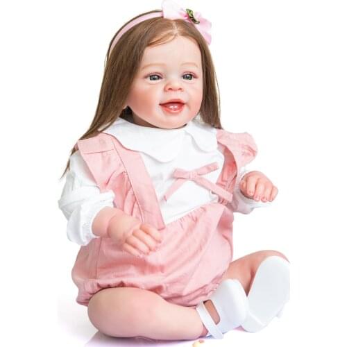 Bebe 68cm Happy Reborn Cloth Body Baby Dolls Hand Painting Lifelike Rooted Hair Smile Newbron Doll Toys For Kids Birthday Gifts