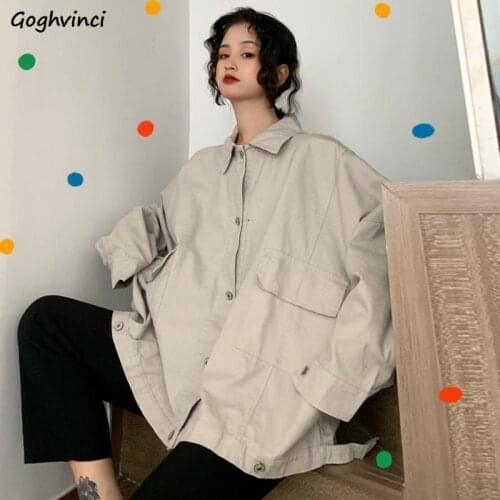 Women Basic Jackets Solid Single Breasted Boyfriend Unisex Korean Style Fashion Retro Leisure Females Outwear Students Popular