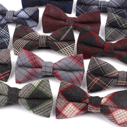 Fashion Bow Tie For Men Classic Plaid Bowtie For Business Wedding Bowknot Adult Cotton Mens Bowties Cravats Green Blue Tie
