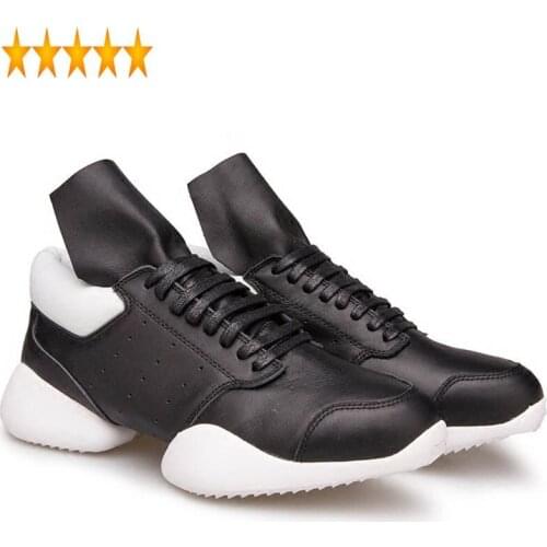 Up Lace Men Ankle Horseshoe Luxury Trainers Genuine Leather Boots Casual Brand Flat Big Size Sneaker Increasing Platform Shoes