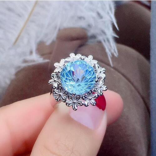 Sky Blue Natural real blue topaz Ring 925 sterling silver ring Luxury style rings