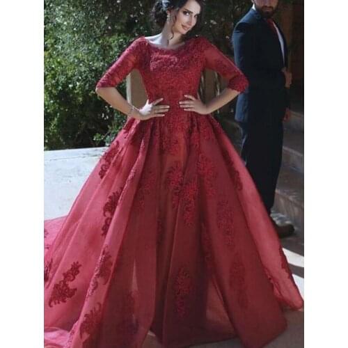 Charming Burgundy Evening Dresses 2019 A-Line Off The Shoulder Flowers Appliques Dubai Saudi Arabic Long Evening Gown Prom Dress