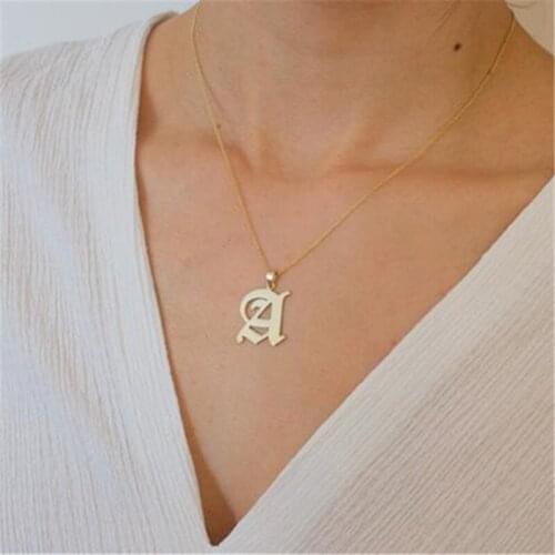 Popular in Europe and the United States, Old English initials necklace pendant minimalist jewelry for mom and girlfriend gifts