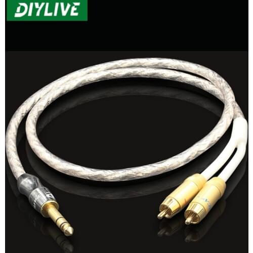 DIYLIVE MCA silver plated 6.35mm three core 6.5 RPM 2 RCA dual lotus head audio cable