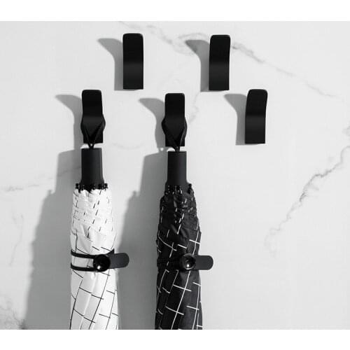 Space Aluminum Perforated Free Shelf Fitting Room Coat Hook Bathroom Towel Hook Solid Core Black Paint Bathroom Hardware