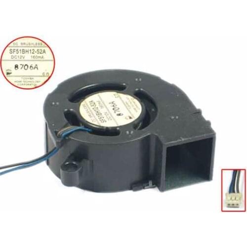 SF51BH12-52A DC 12V 160mA 3-wire Server Cooling Fan
