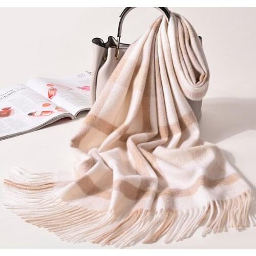 100% Cashmere Luxury Winter Warm Scarves for Women Wool Muffler Tassels Neckerchief Pure Cashmere Shawls Wraps Pashimina Scarf