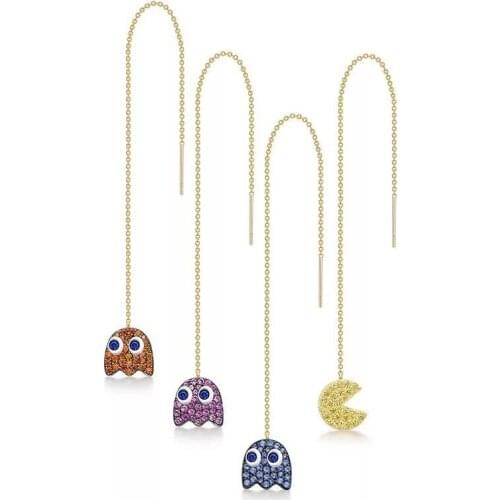 SOELLE Fashion Real 925 Sterling Silver Bean people Long Drop Earring 1pc for Women High Quality AAA Zirconia Party Fine Jewelry