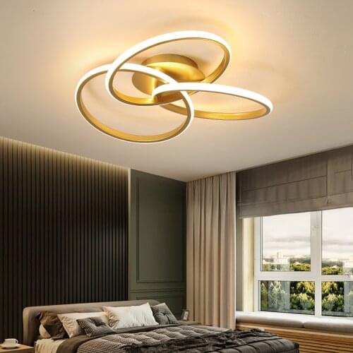 Modern LED Chandelier For Bedroom Study Dining Room Home Indoor Ring Ceiling Lamp Golden Fashion Design Decoration Light Fixture