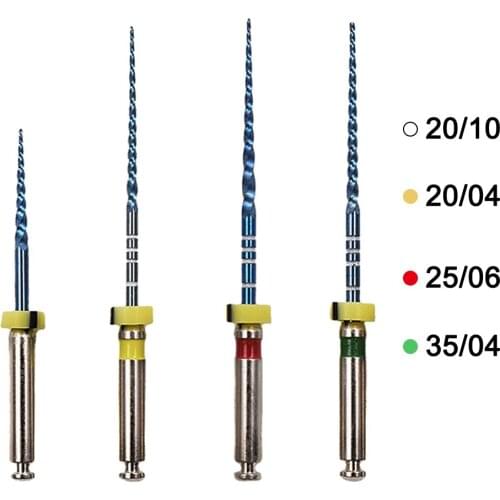 Dental Instrument Safe Endodontic Root Canal Files With Heat Activation Blue Rotary Files 04 Taper Dentist Tools